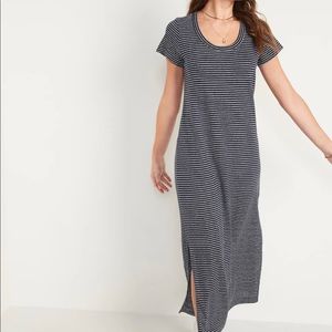 Old Navy navy blue & white striped t-shirt dress